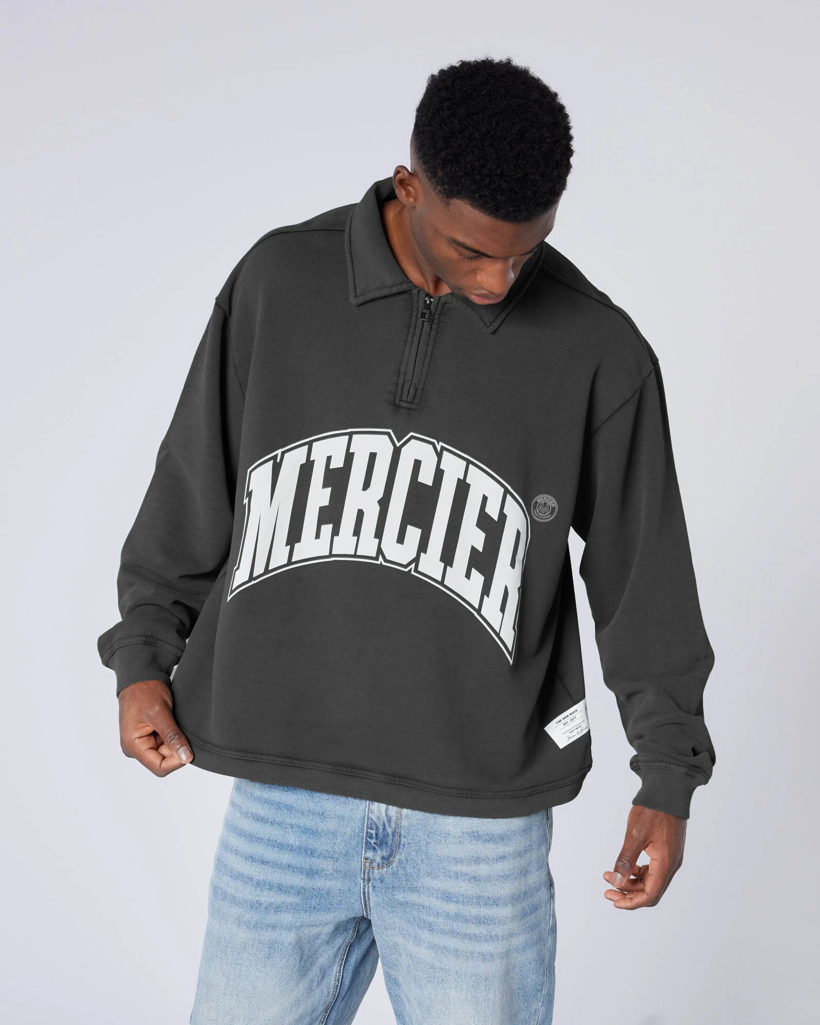 Homerun 1/4 Zip Washed Black