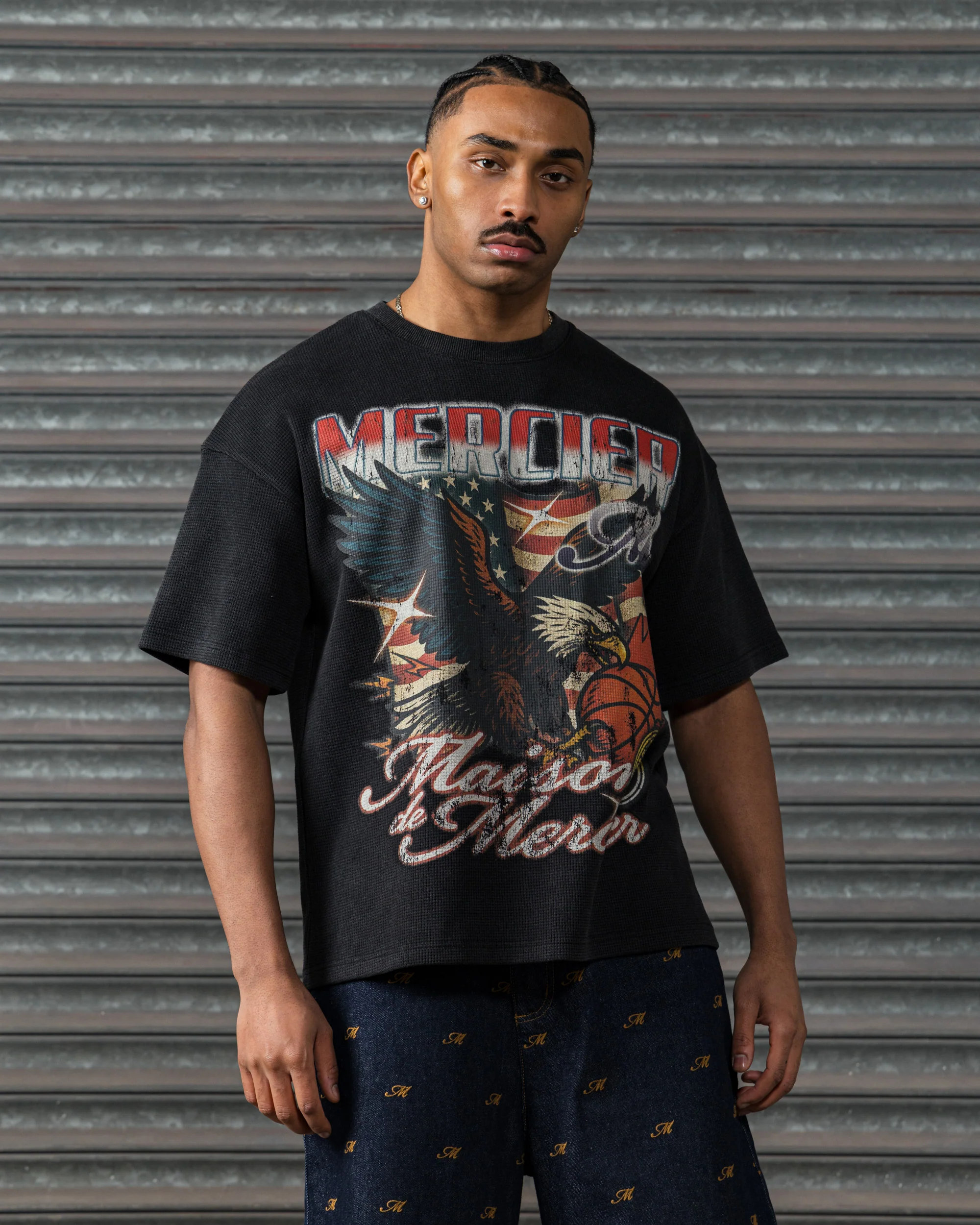 Mercier Eagle Waffle Tshirt Black - Image 4