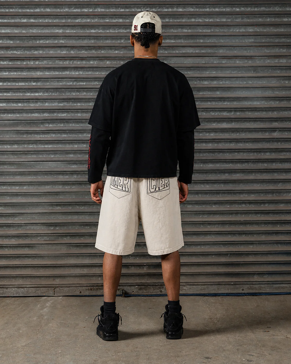 Relaxed Stitched Jorts Beige - Image 3