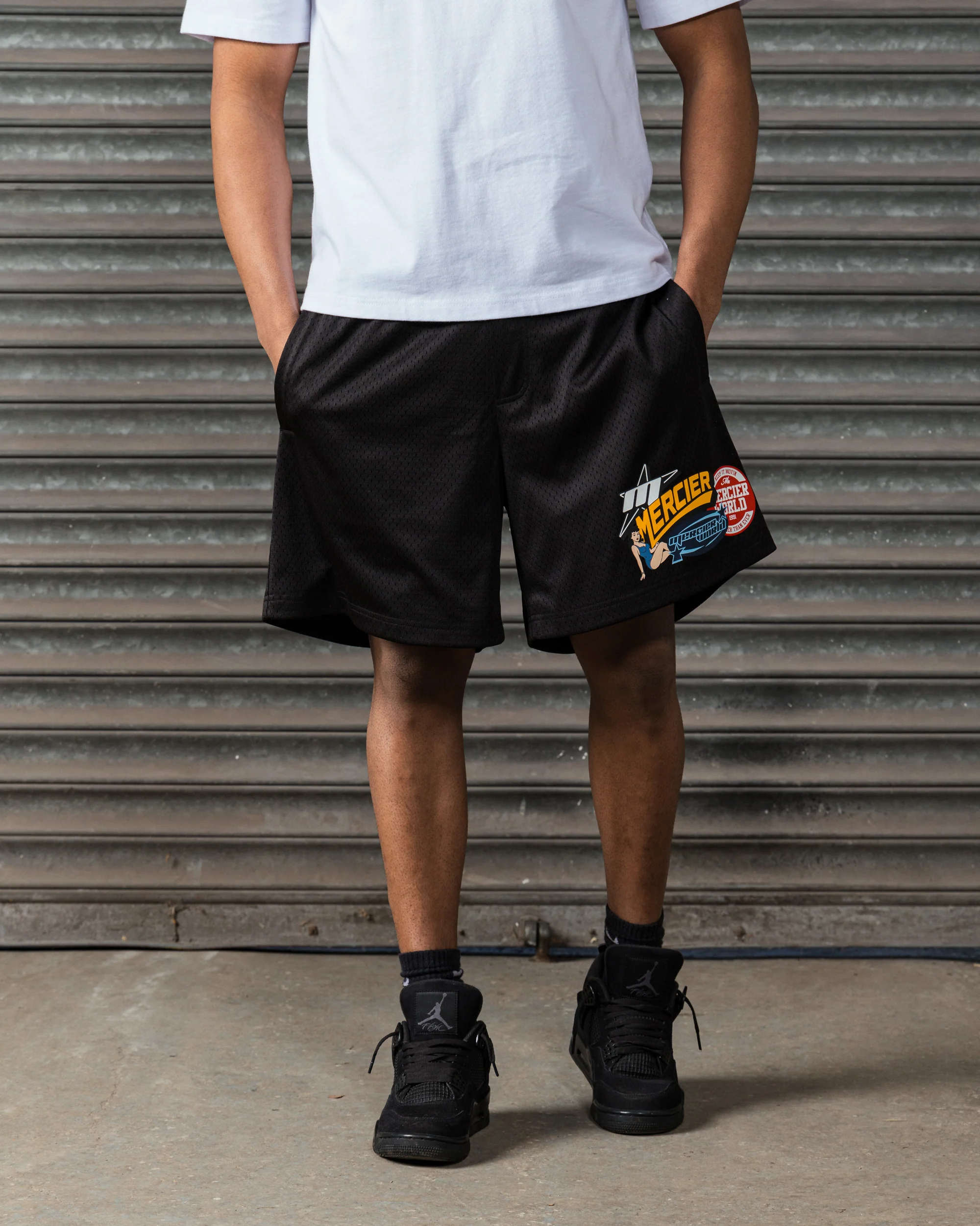 Pin Up Airtex Badge Shorts Black - Image 5