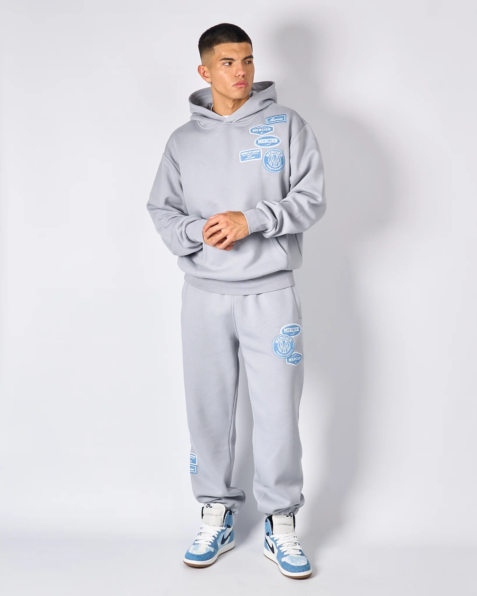 Smoke Grey Denim OG Badge Hoodie - Image 2