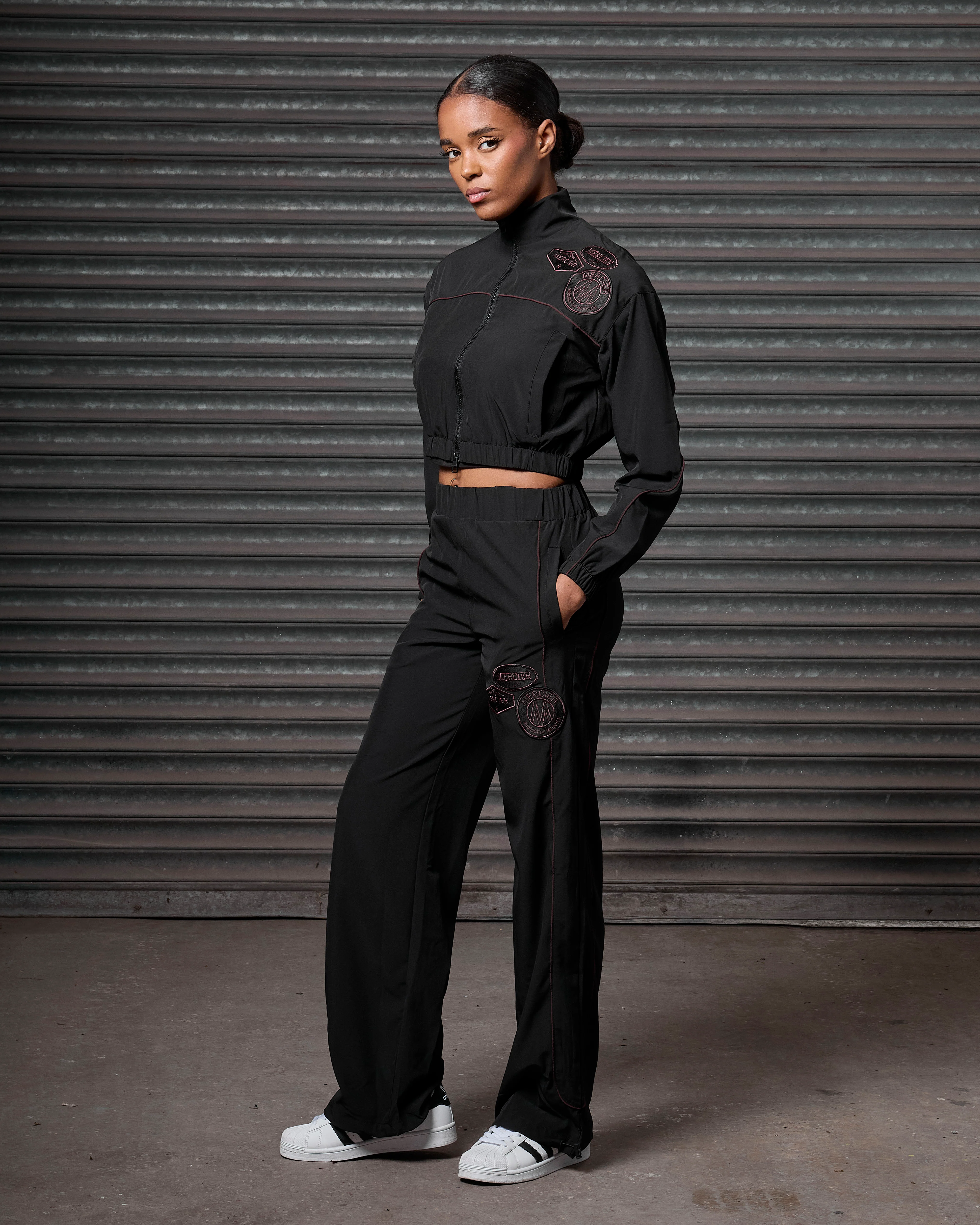 Women's Piping Track Jacket Black - Image 4