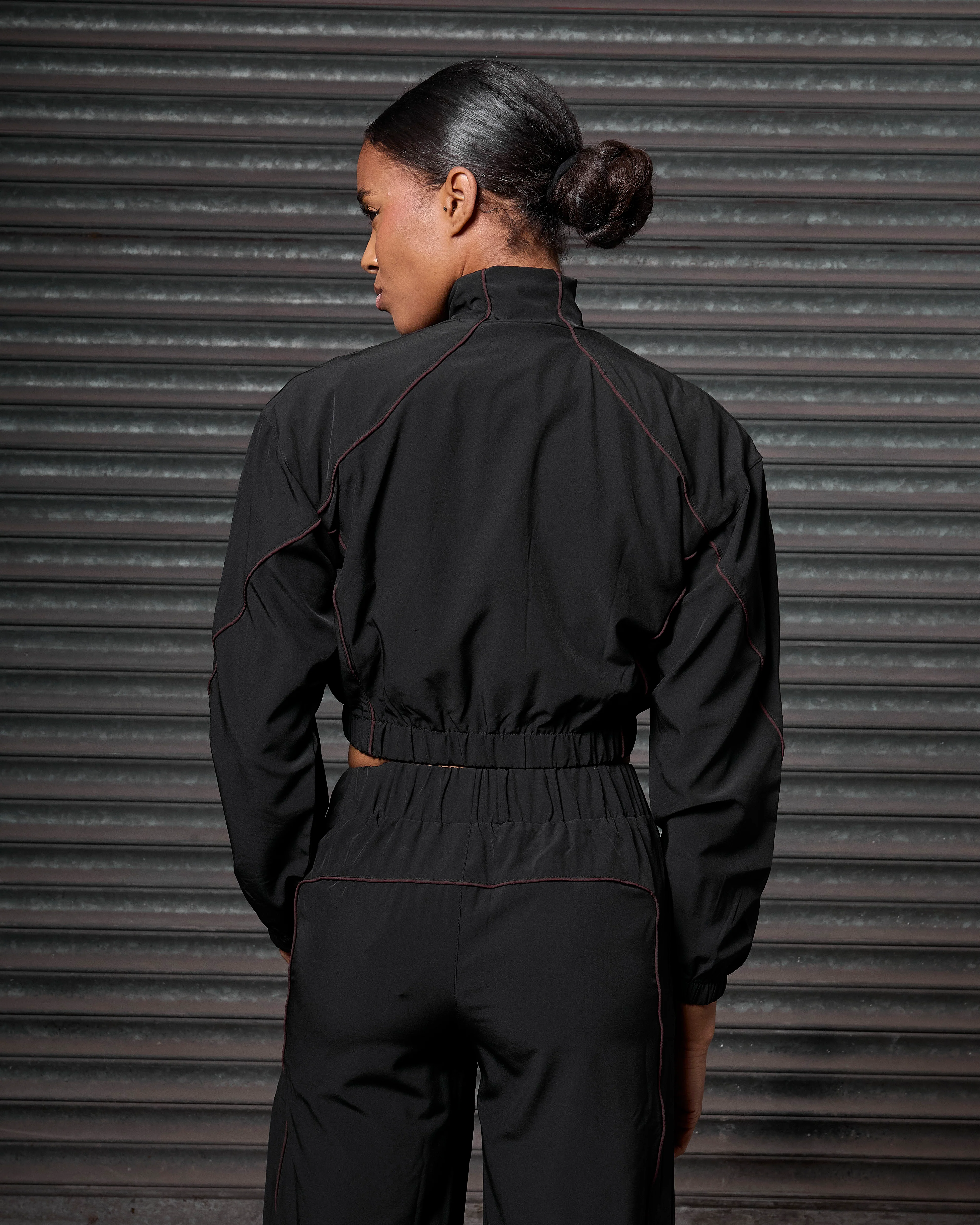 Women's Piping Track Jacket Black - Image 5